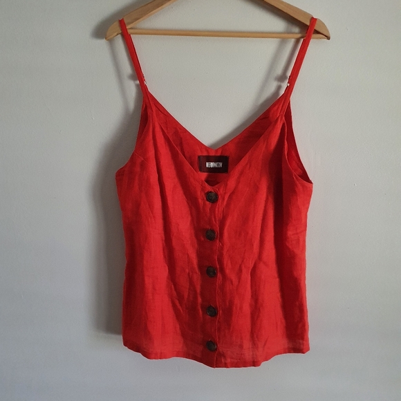 Reformation Honolulu Camisole Top | Red | Linen | Size L - Picture 5 of 9